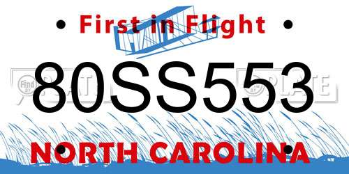 80SS553 North Carolina License Plate