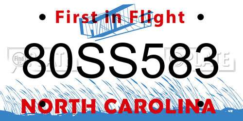 80SS583 North Carolina License Plate