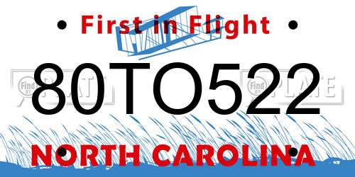 80TO522 North Carolina License Plate