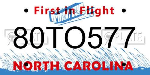80TO577 North Carolina License Plate