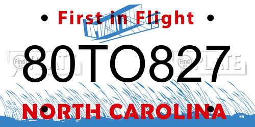 80TO827 North Carolina License Plate