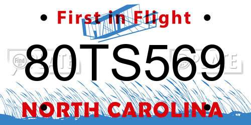 80TS569 North Carolina License Plate