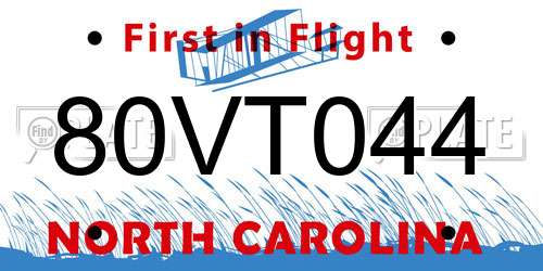 80VT044 North Carolina License Plate