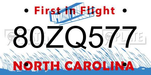 80ZQ577 North Carolina License Plate