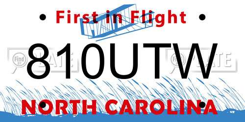 810UTW North Carolina License Plate