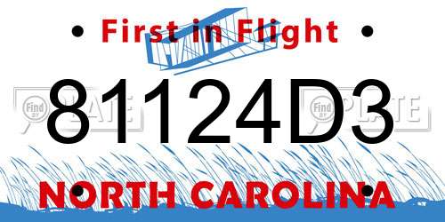 81124D3 North Carolina License Plate