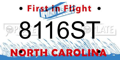8116ST North Carolina License Plate