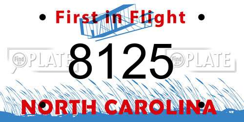 8125 North Carolina License Plate