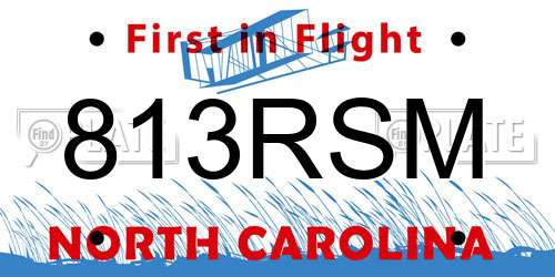 813RSM North Carolina License Plate