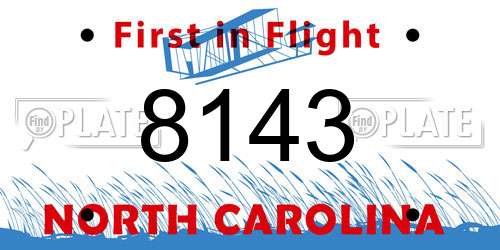 8143 North Carolina License Plate