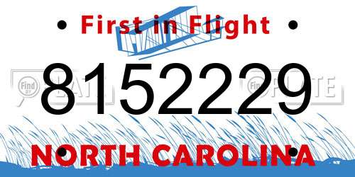 8152229 North Carolina License Plate