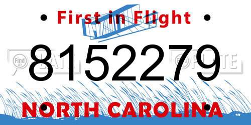 8152279 North Carolina License Plate