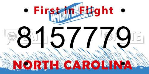 8157779 North Carolina License Plate