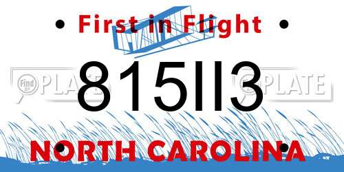 815II3 North Carolina License Plate