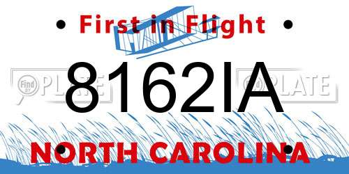 8162IA North Carolina License Plate