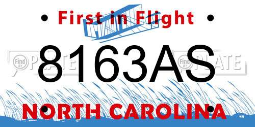 8163AS North Carolina License Plate