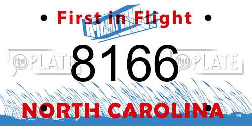 8166 North Carolina License Plate