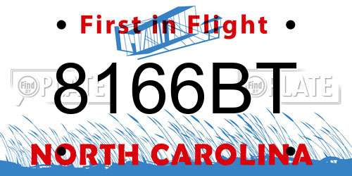 8166BT North Carolina License Plate