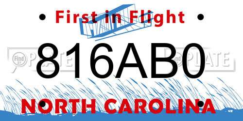 816AB0 North Carolina License Plate