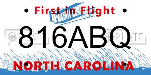 816ABQ North Carolina License Plate