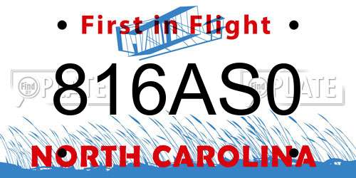 816AS0 North Carolina License Plate