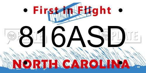 816ASD North Carolina License Plate