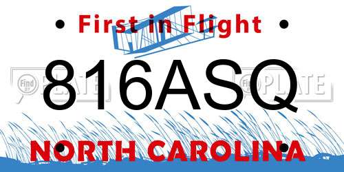 816ASQ North Carolina License Plate