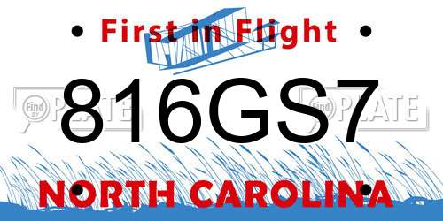 816GS7 North Carolina License Plate