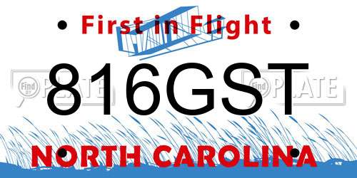816GST North Carolina License Plate