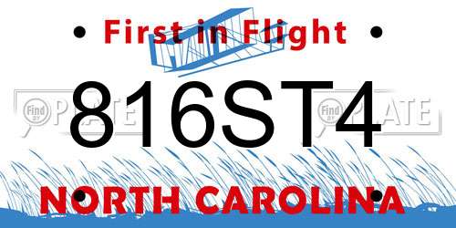 816ST4 North Carolina License Plate