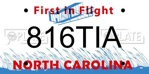 816TIA North Carolina License Plate