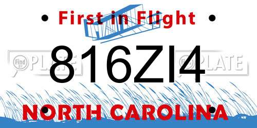 816ZI4 North Carolina License Plate