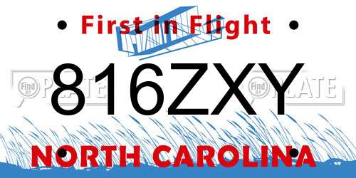 816ZXY North Carolina License Plate
