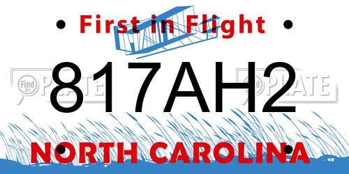 817AH2 North Carolina License Plate