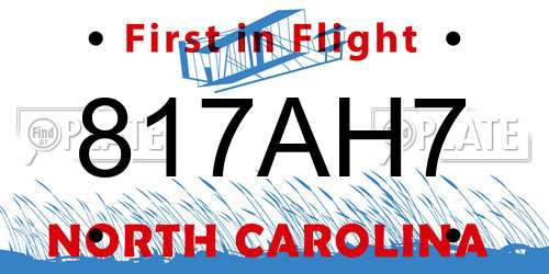 817AH7 North Carolina License Plate