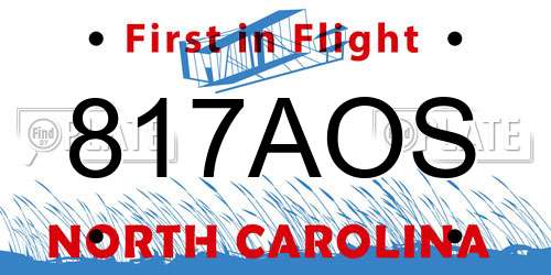 817AOS North Carolina License Plate