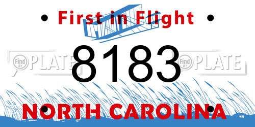 8183 North Carolina License Plate
