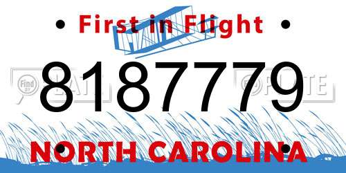 8187779 North Carolina License Plate