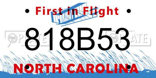 818B53 North Carolina License Plate