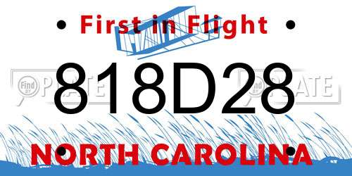 818D28 North Carolina License Plate