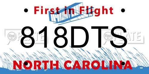 818DTS North Carolina License Plate