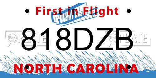 818DZB North Carolina License Plate