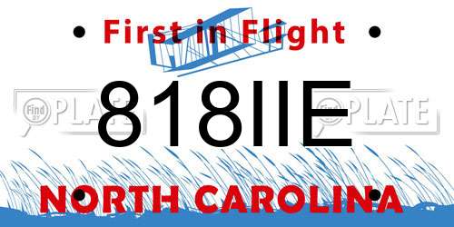 818IIE North Carolina License Plate