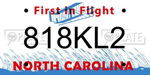 818KL2 North Carolina License Plate