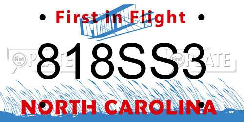 818SS3 North Carolina License Plate