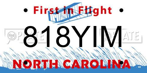 818YIM North Carolina License Plate