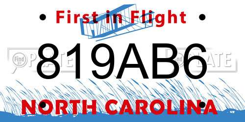 819AB6 North Carolina License Plate