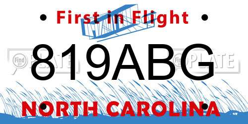 819ABG North Carolina License Plate