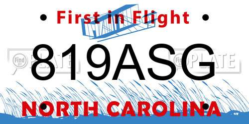 819ASG North Carolina License Plate