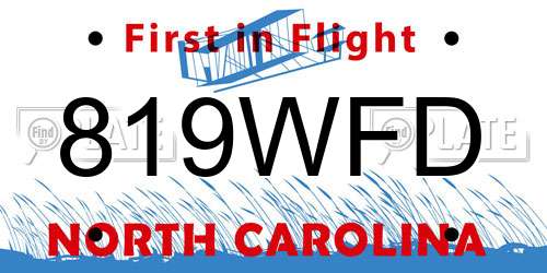 819WFD North Carolina License Plate